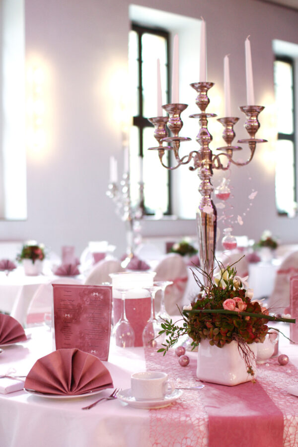 Tischedekoration Schlossgasthaus Lichtenwalde